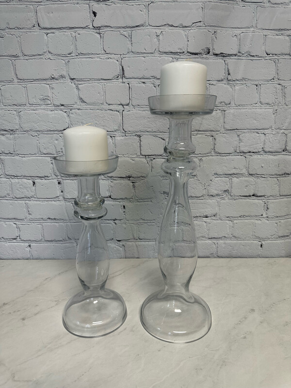 Glass Candle Holder - Set Of 2