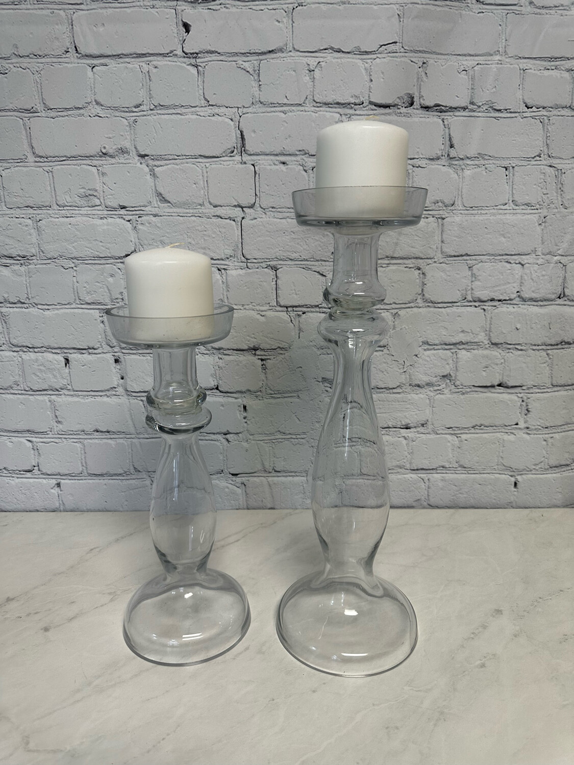 Glass Candle Holder - Set Of 2