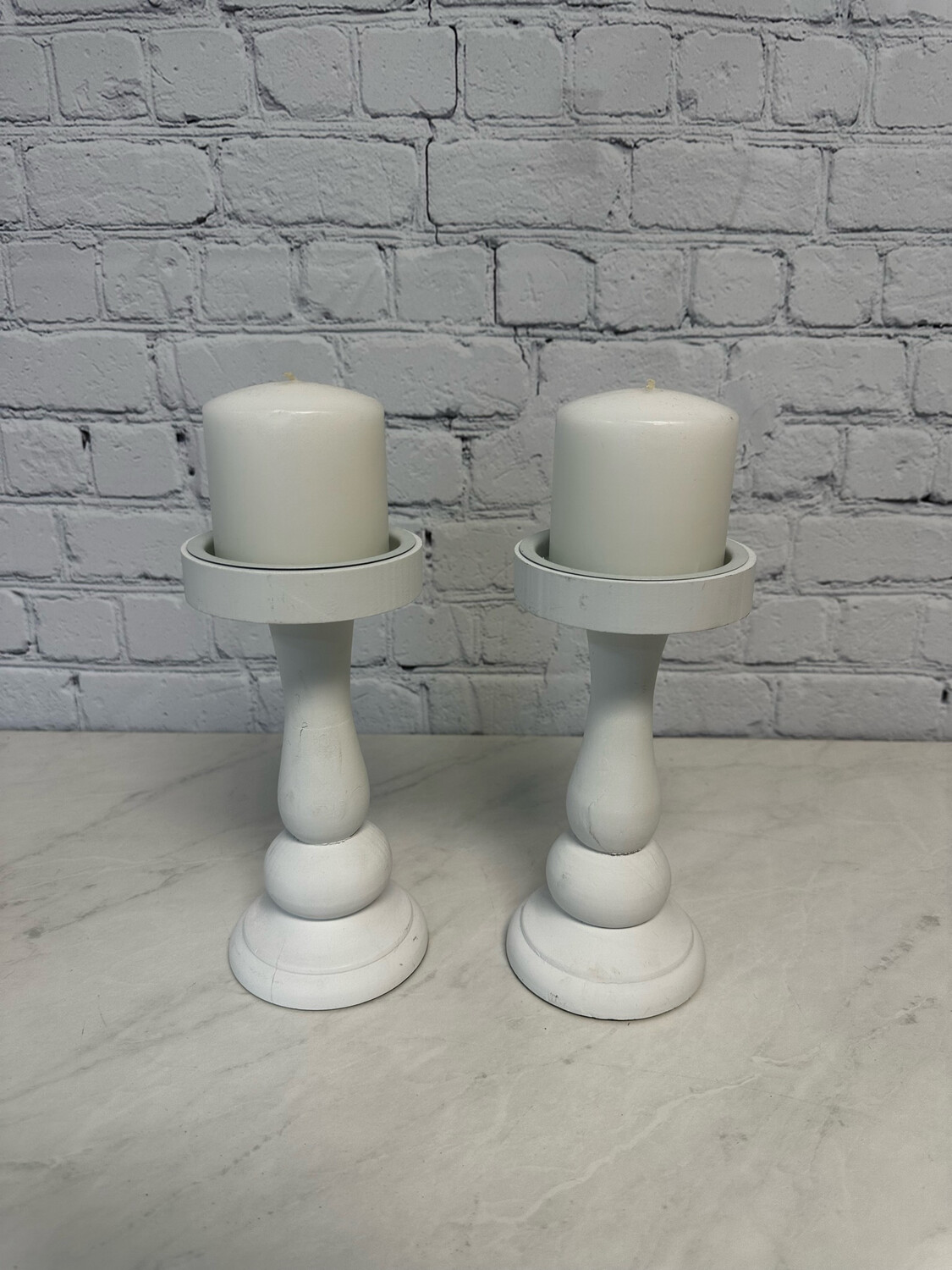 White Candle Holder - Set Of 2