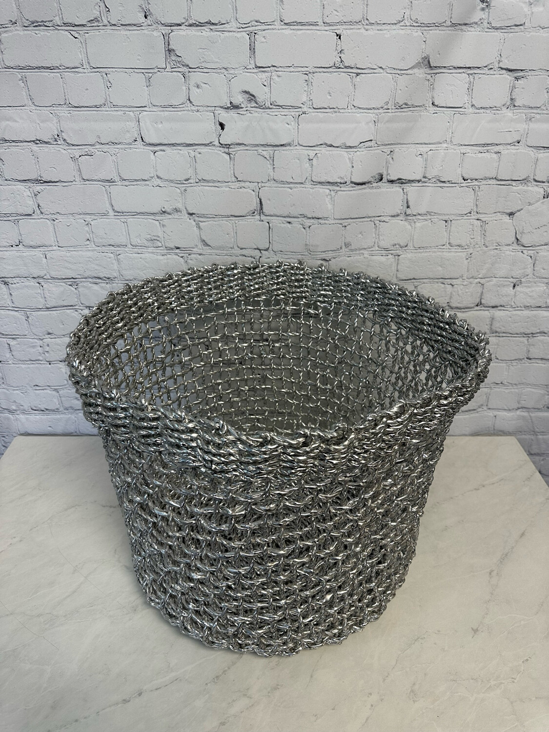 Large Silver Floor Basket
