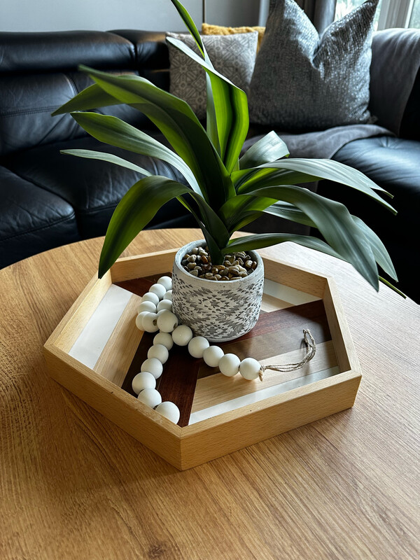 Large Hexagon Decorative Wooden Tray