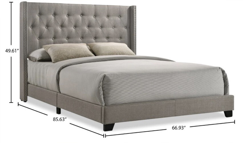 Queen Bed Set - Light Beige w/ Box Spring