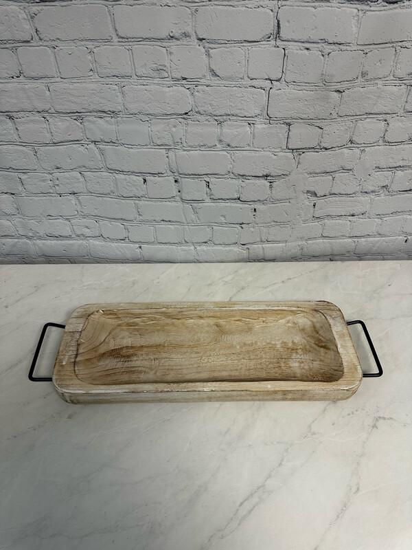 Wooden Tray w/ Black Handles
