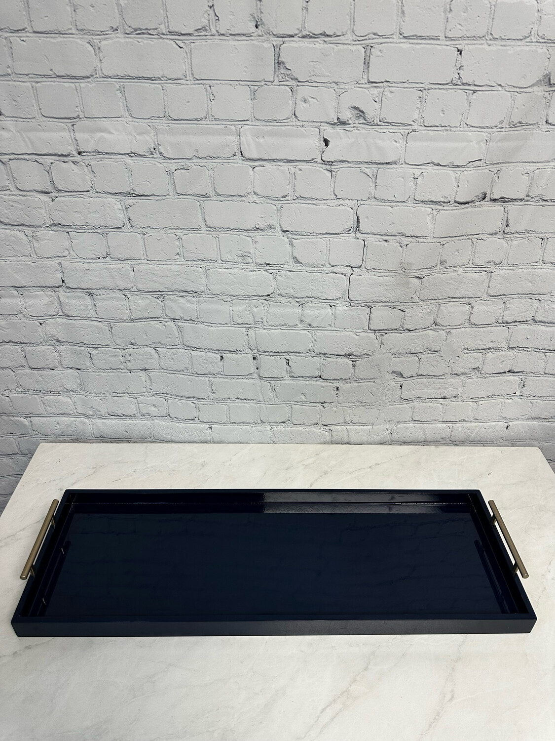 Oversized Blue Tray w/ Gold Handles
