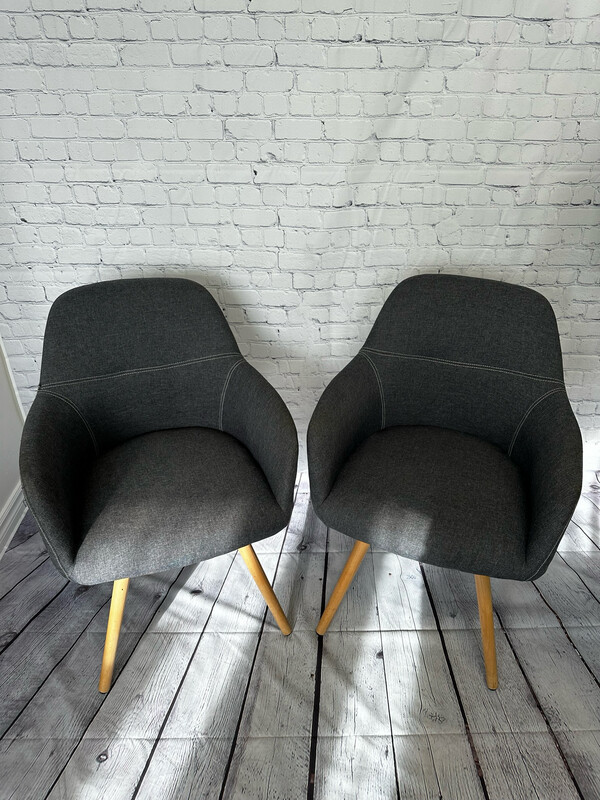 Grey Chair w/ White Stitch Detail - Set Of 4