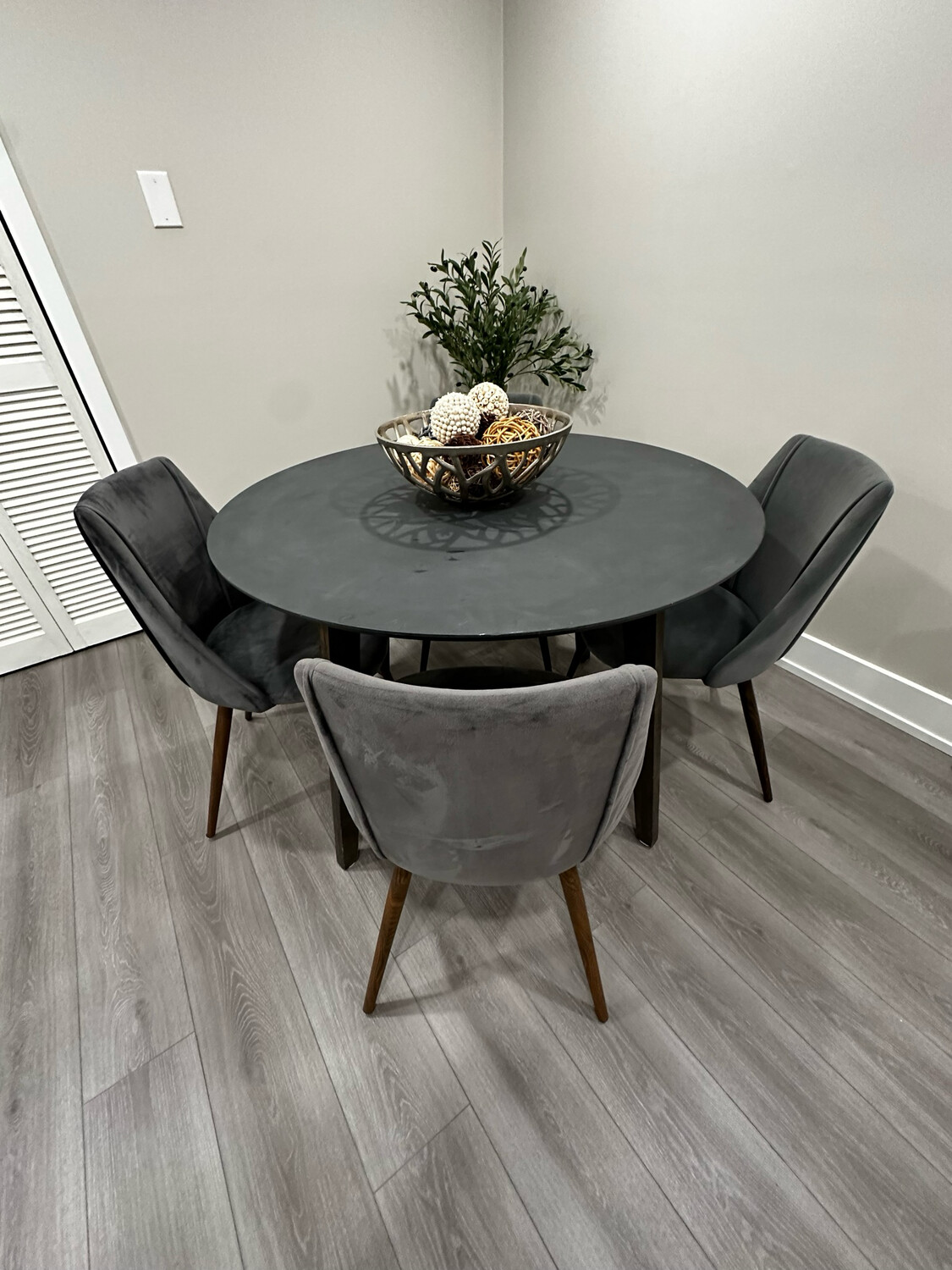Charcoal Top Wood Dining Table - Seats 4