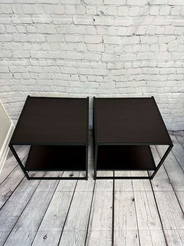 Metal & Faux Wood End Table - Set Of 2