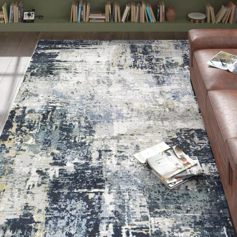 Abstract Navy/Grey Rug 7x10