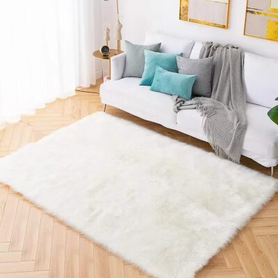 White Faux Fur Area Rug 6x9