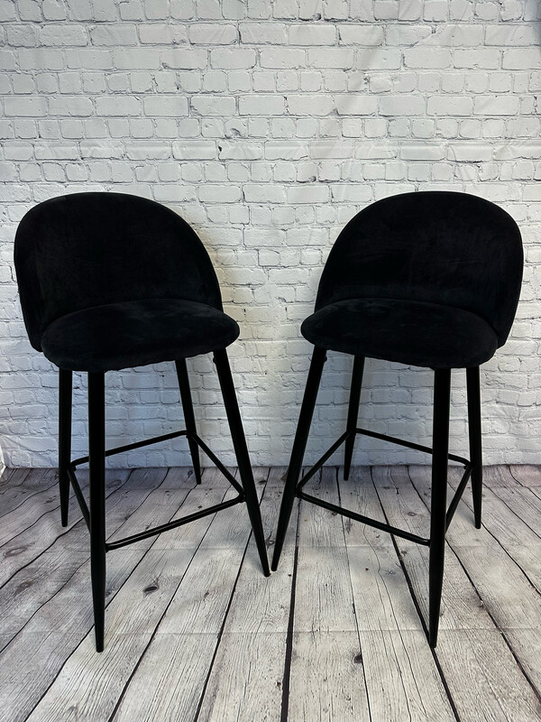 Dark Blue & Black Metal COUNTER Stool - Set of 2