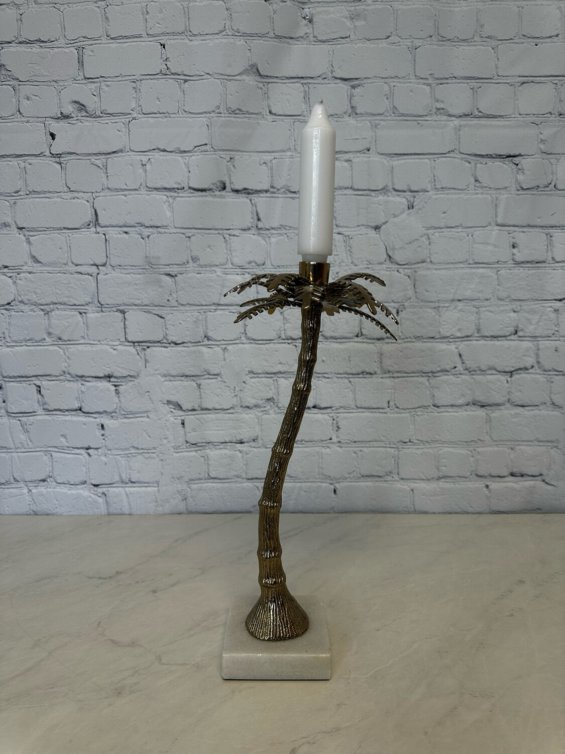 Brass & Marble Palm Tree Candle Stick