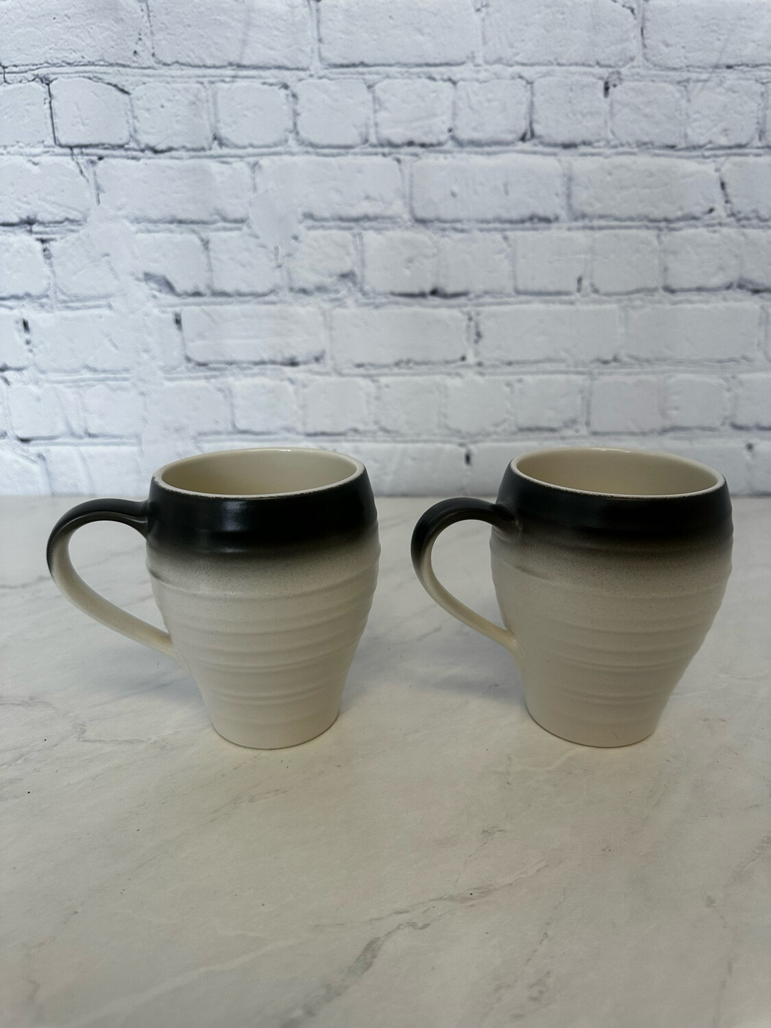 White & Grey Swirl Ombré Coffee Mug - Set Of 2