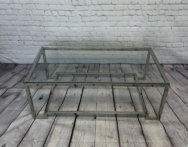 Chic Chrome Glass Top Coffee Table 