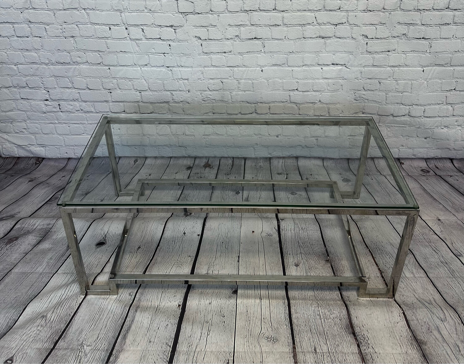 Chic Chrome Glass Top Coffee Table 