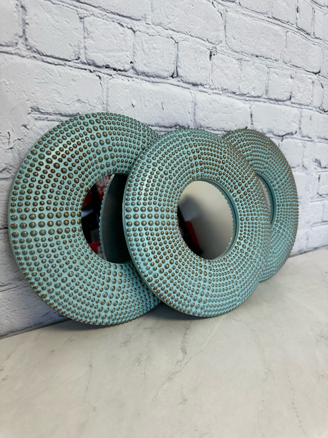 Teal & Gold Mirror - Set Of 3