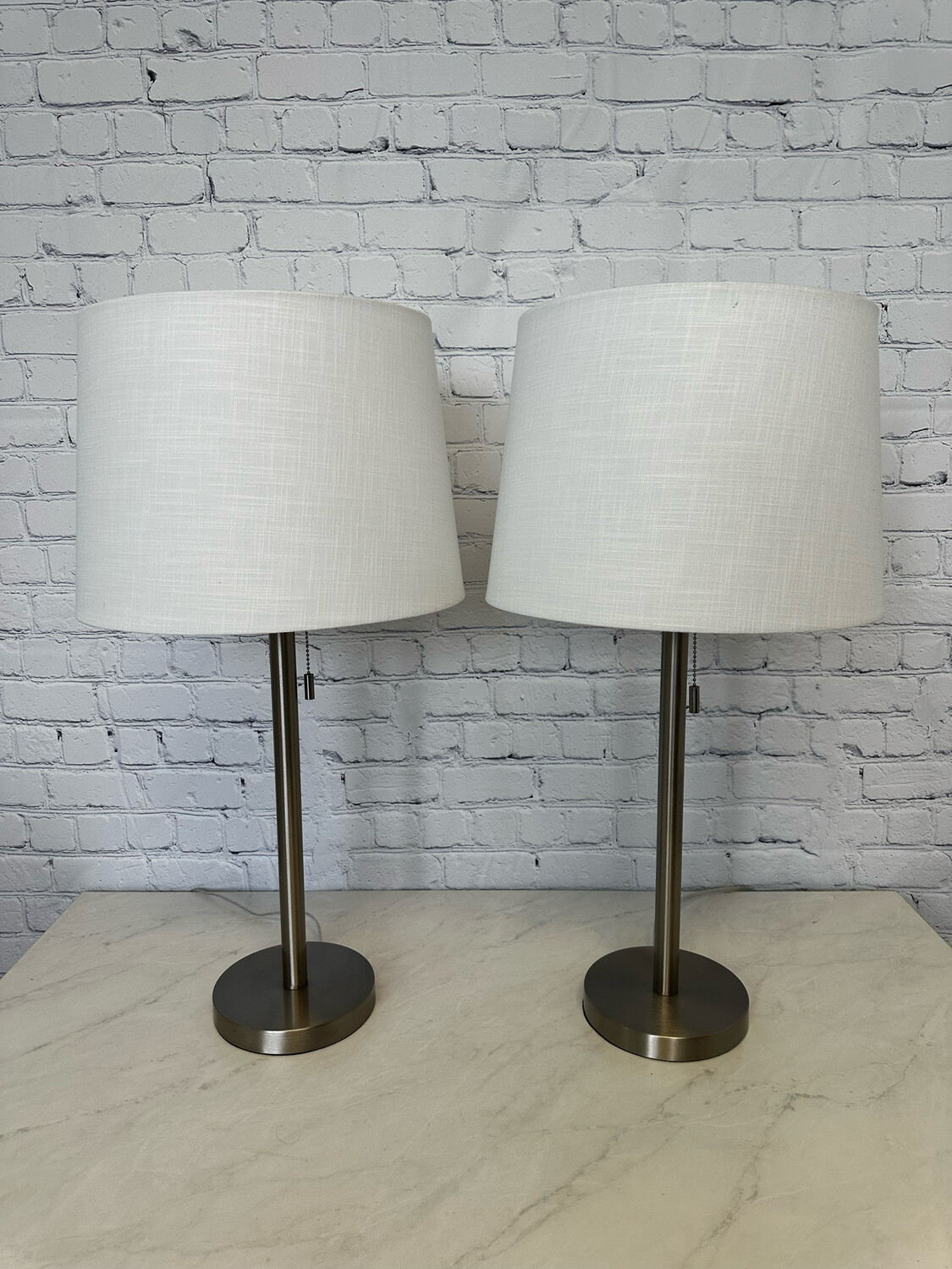 Brushed Nickel Lamp - Set Of 2