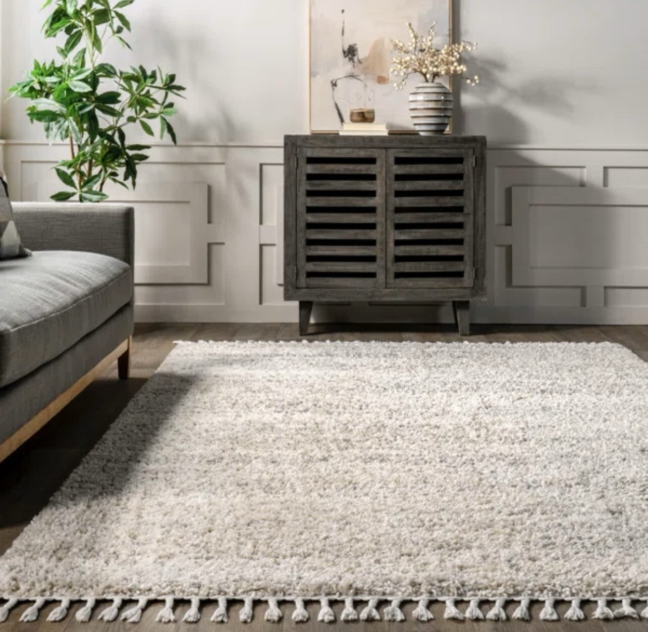 Shag Light Gray/Beige/Ivory Rug 8x11