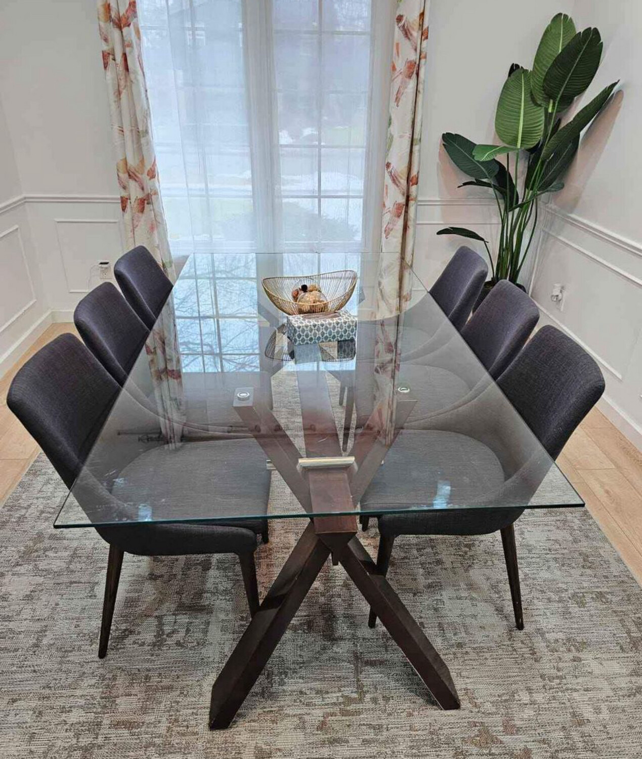 Chic Glass Top Dining Table - Seats 8