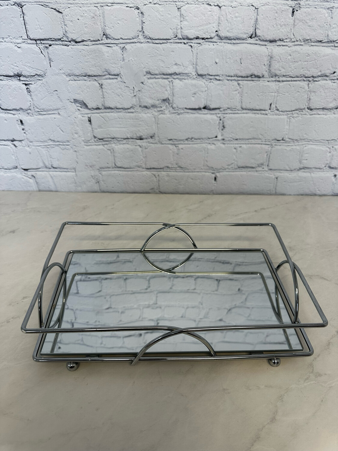 Rectangle Silver Mirrored Tray