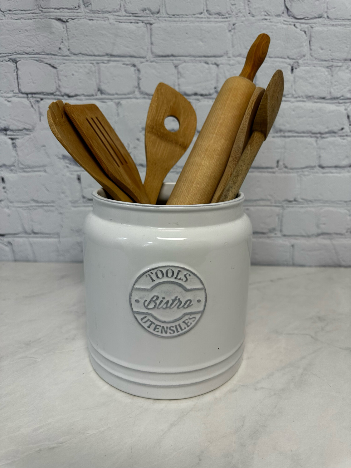 Bistro Ceramic Jar w/ Utensils