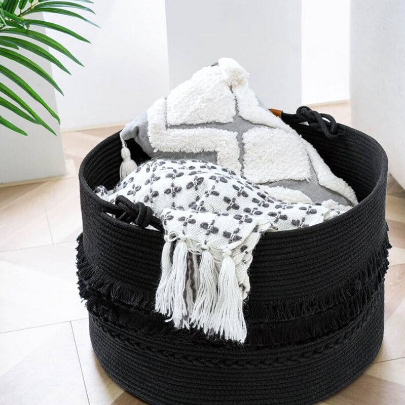 XL Black Woven Floor Basket