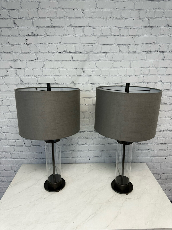 Dark Metal & Glass Lamp - Set Of 2