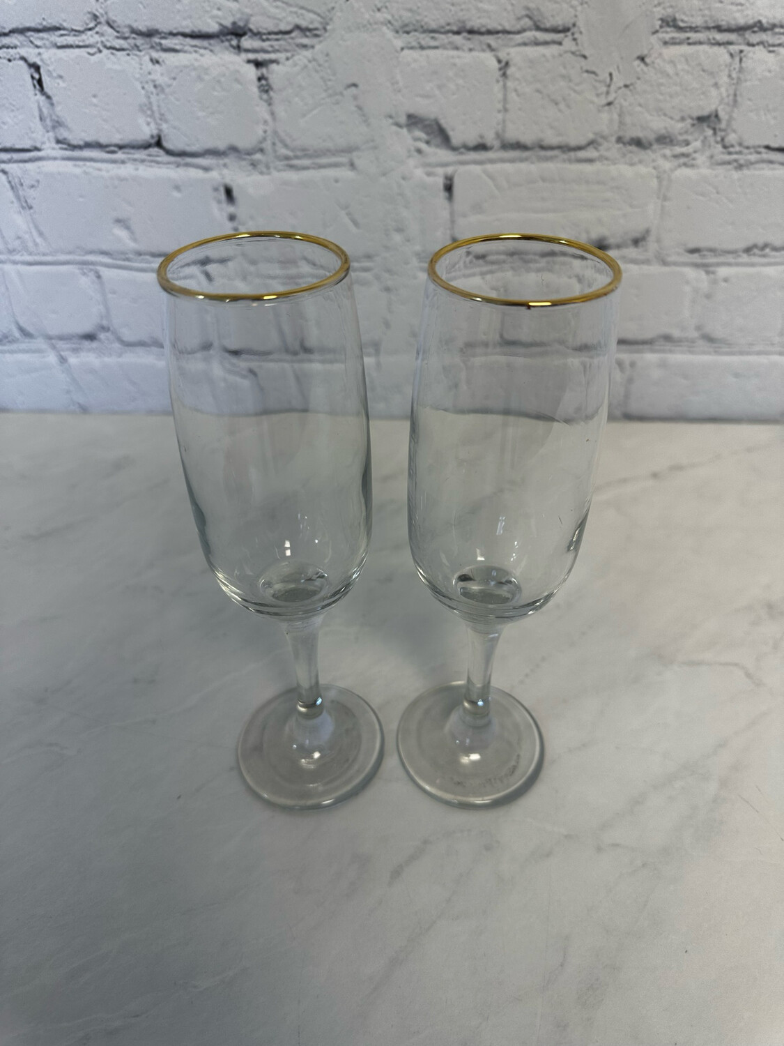 Champagne Flute w/ Gold Rim - Set Of 2