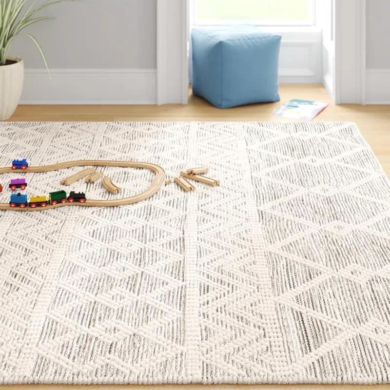 Moroccan Handmade Flatweave Wool Charcoal/Cream Area Rug 5x7