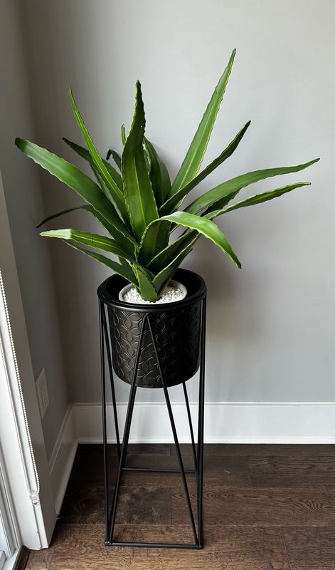 Large Faux Cactus In Black Stand