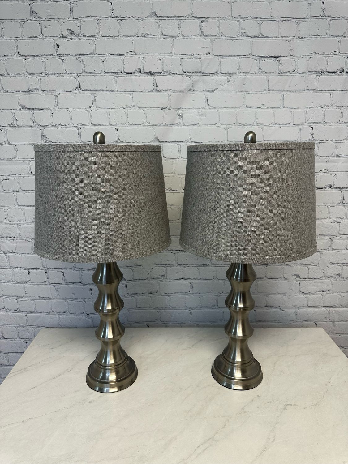 Chic Polished Steel Lamp - Set Of 2
