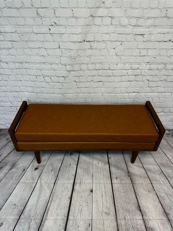 Brown Leather Bench