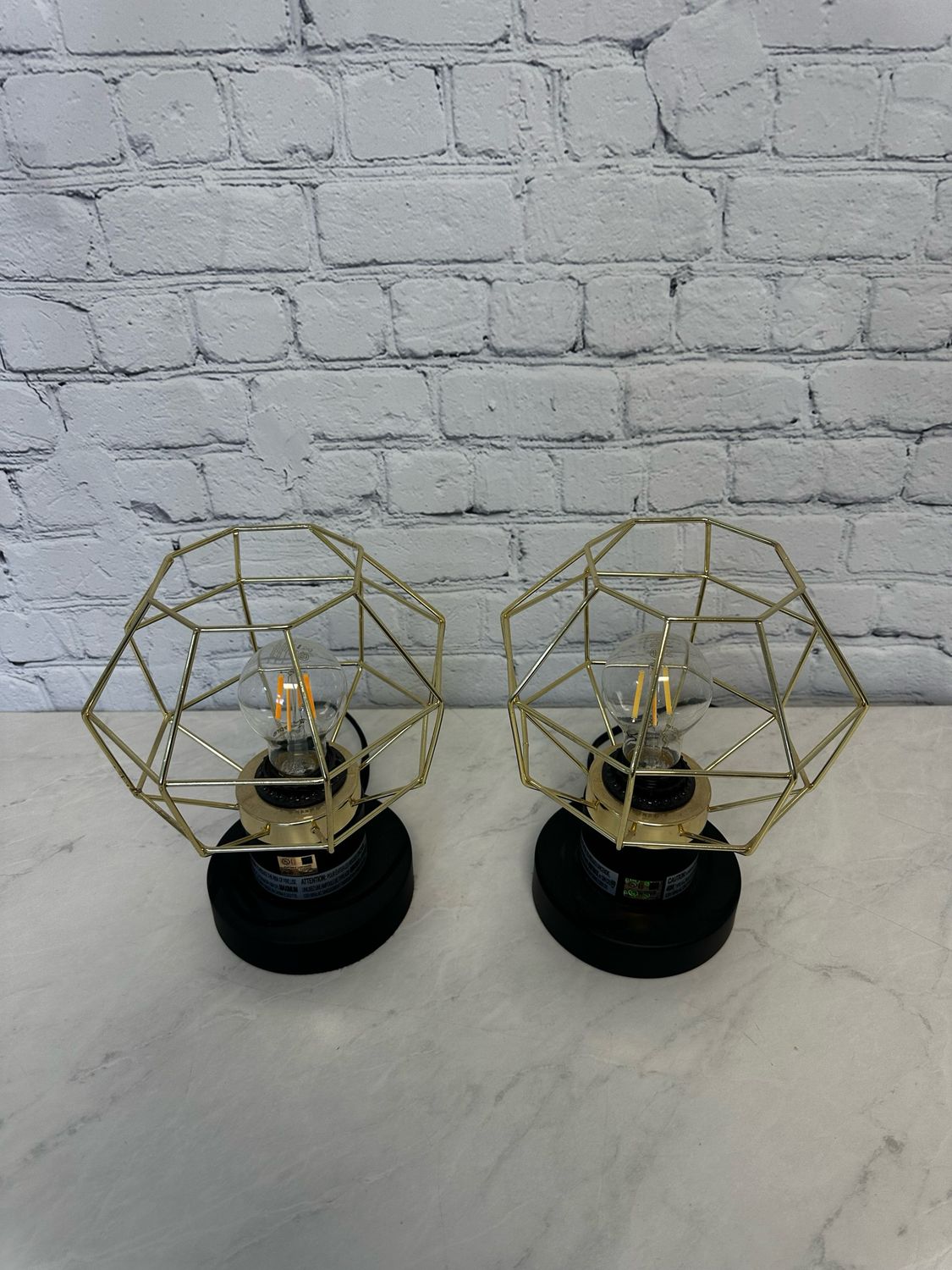 Black & Yellow Gold Prism Lamp - Set Of 2