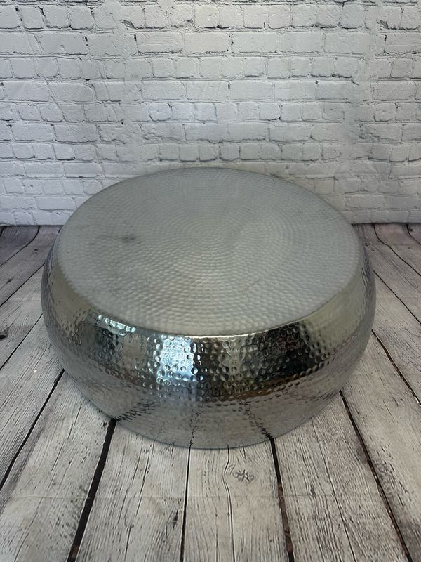 Stamped Metal Drum Coffee Table