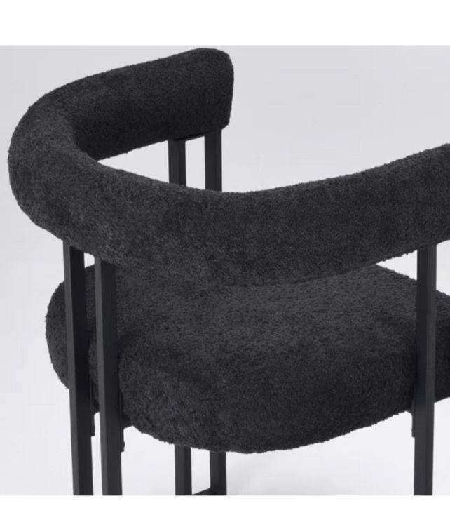 Black Faux Wool Accent Chair - Set Of 2
