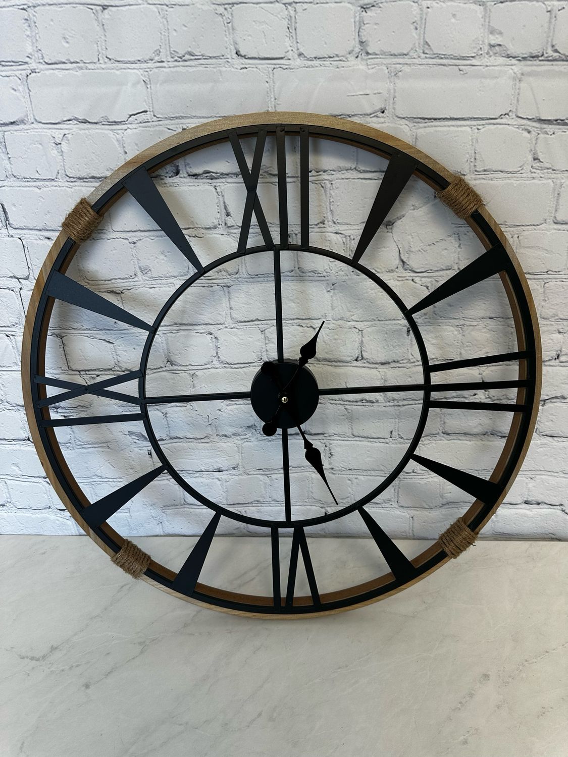 Black Metal & Wood Clock