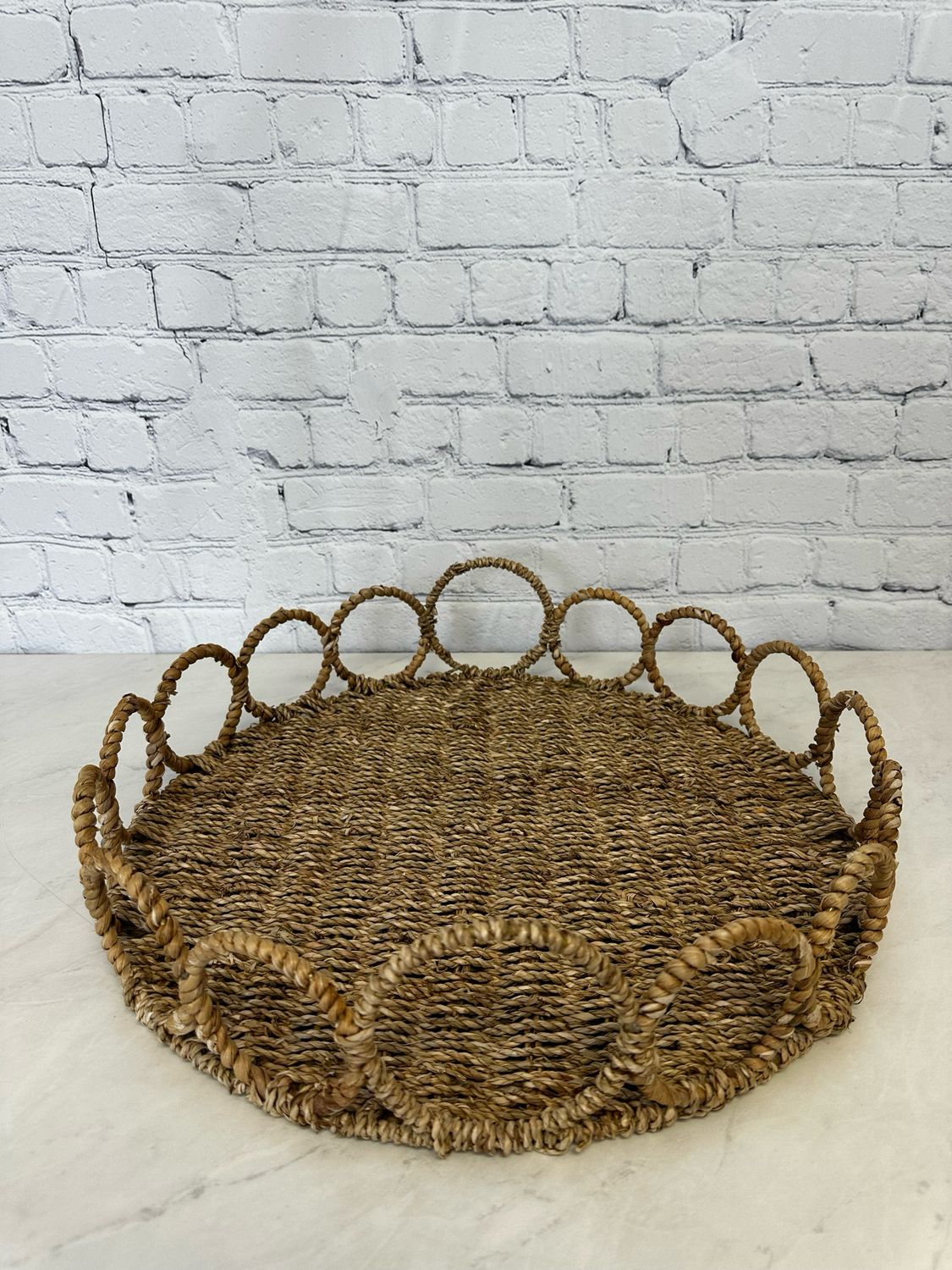 Large Beige Wicker Tray