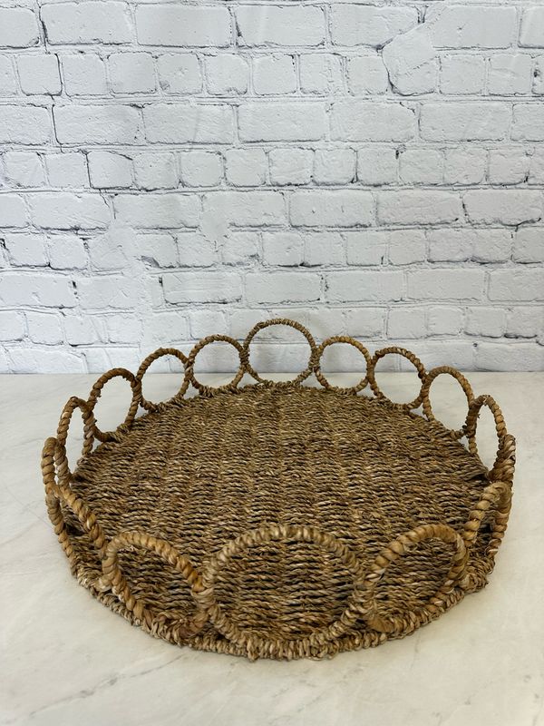 Large Beige Wicker Tray