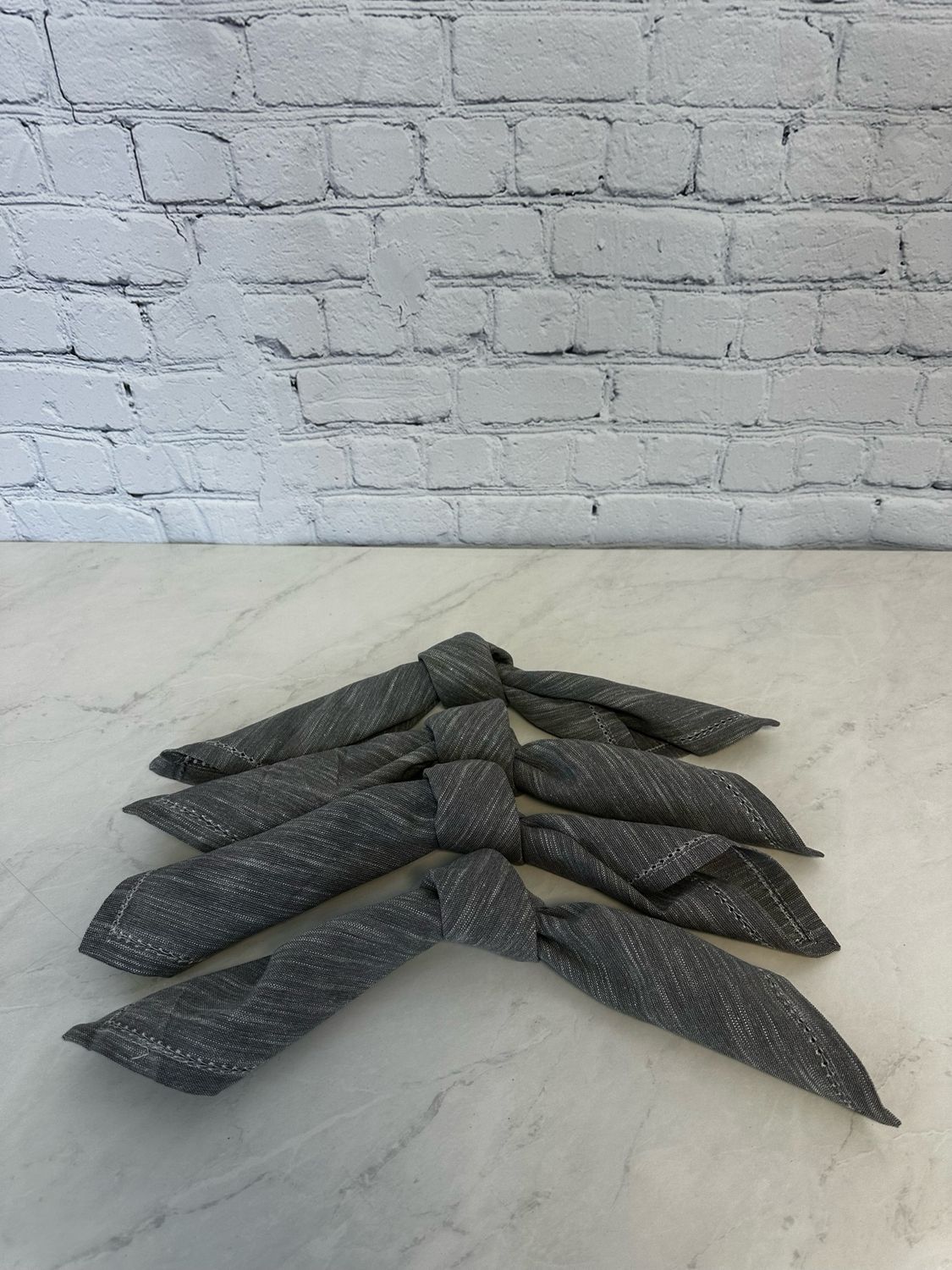 Grey & White Striped Serviette - Set Of 2