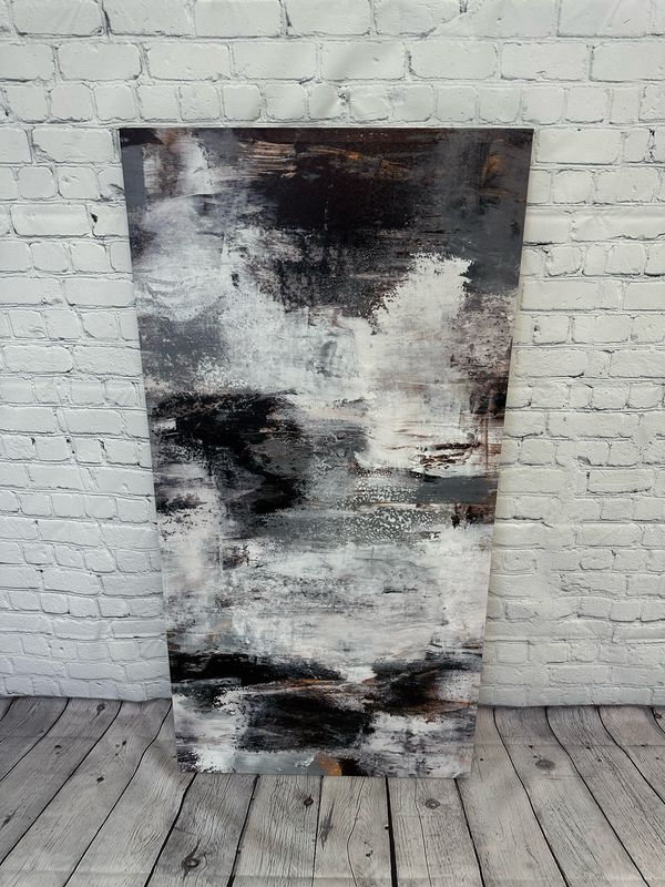 Blue/White/Gold Abstract Canvas