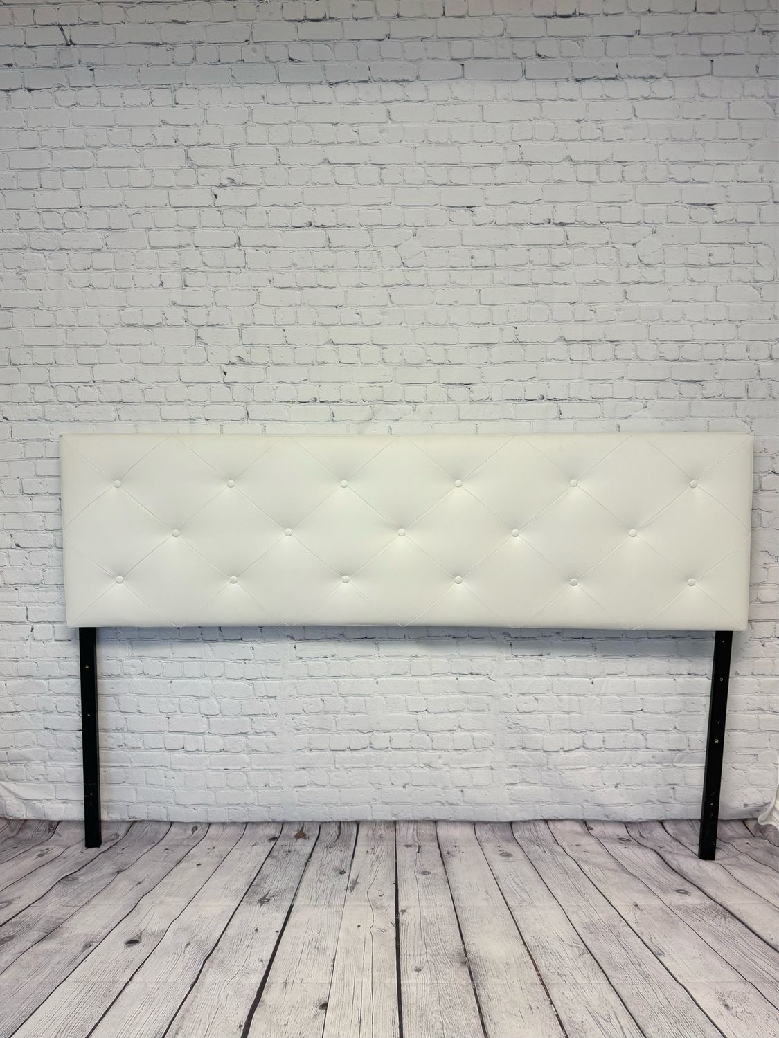 King White Leather Headboard