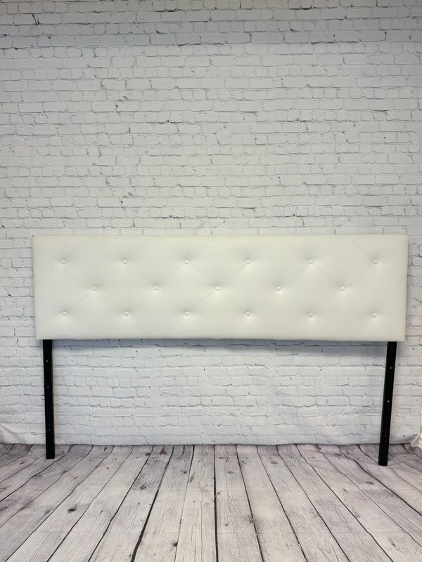 King White Leather Headboard