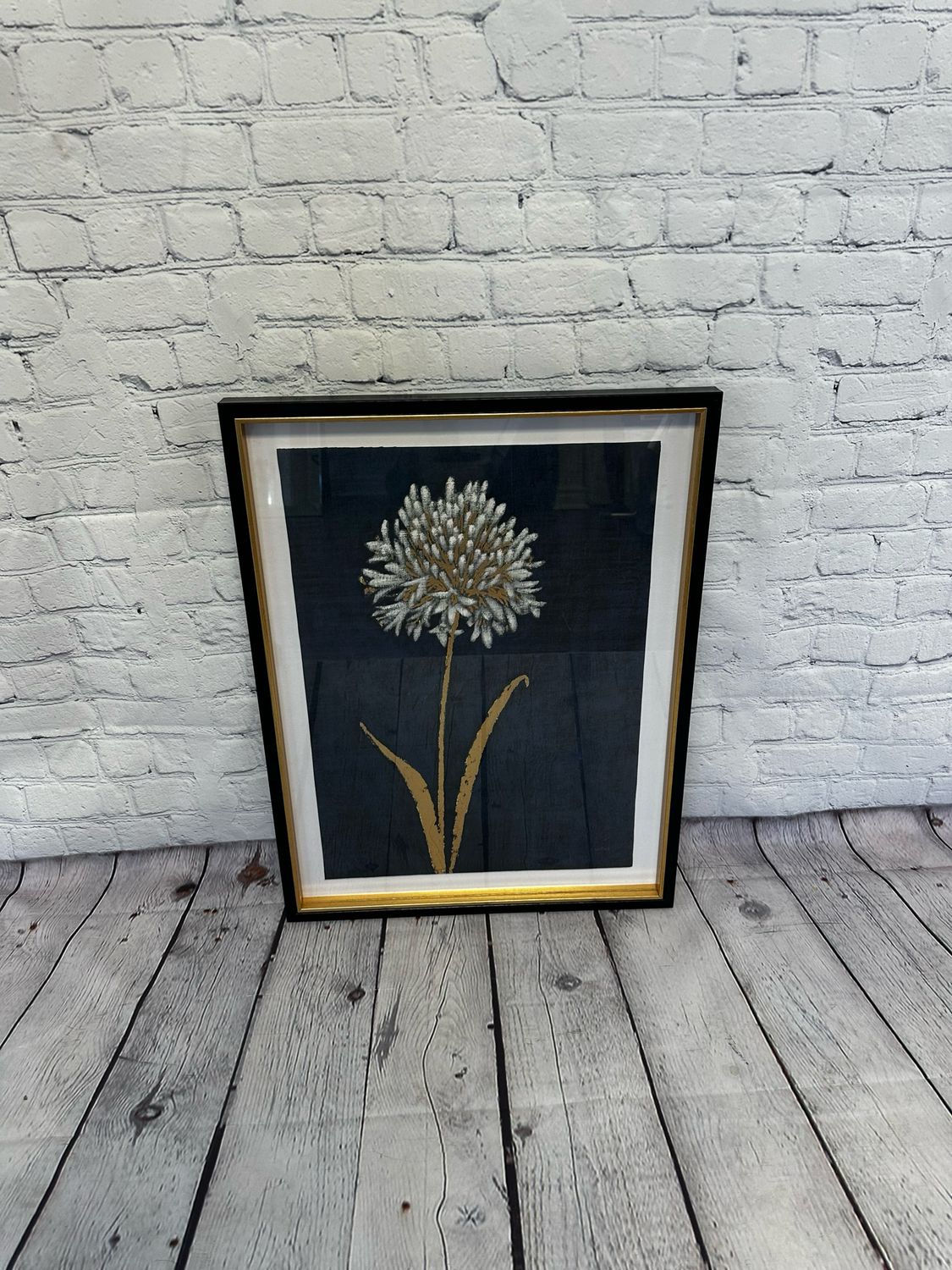 Black & Gold Framed Flower Canvas