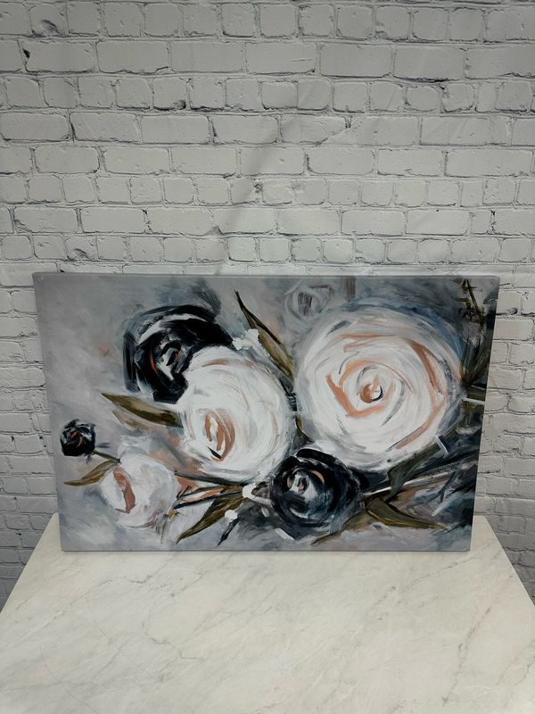 White & Blue Roses Canvas