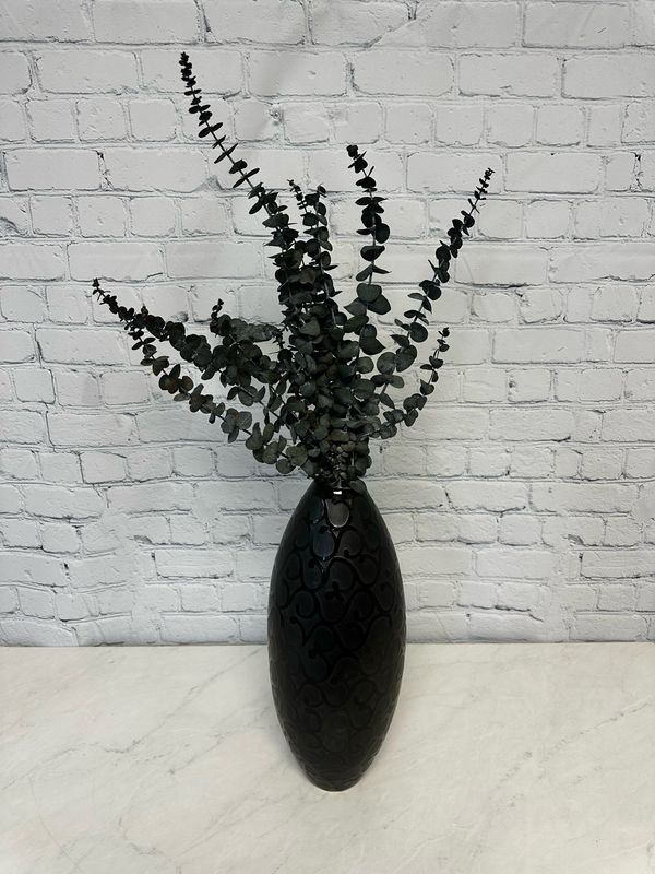 Tall Patterned Black Vase