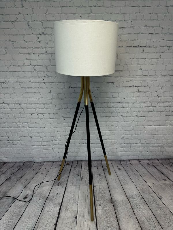 Black & Gold Metal Tripod Floor Lamp