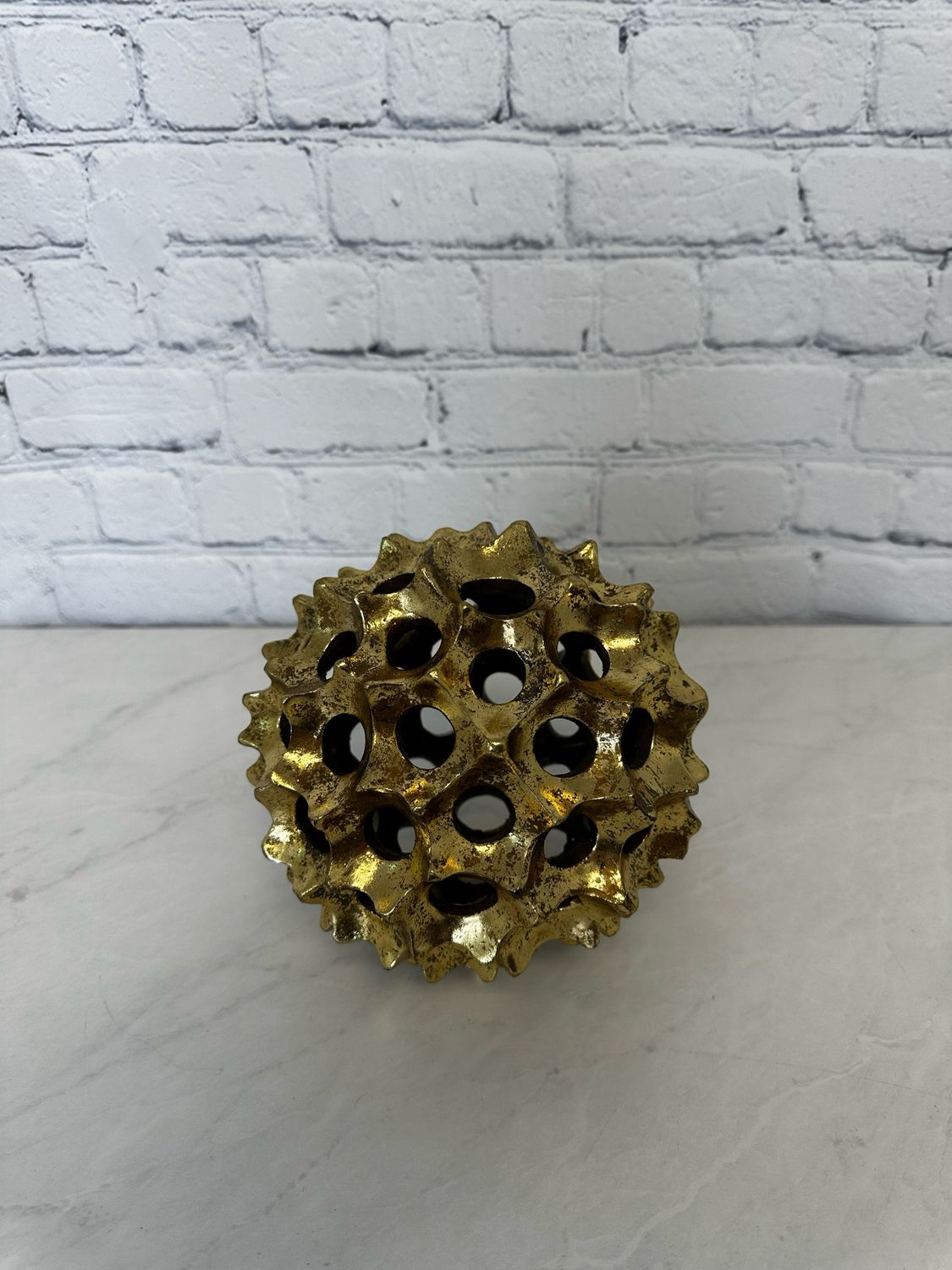 Gold Spiky Metal Ball Decor