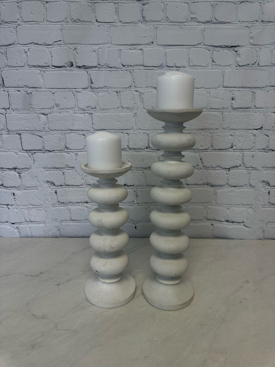 White Modern Candle Holder - Set Of 2