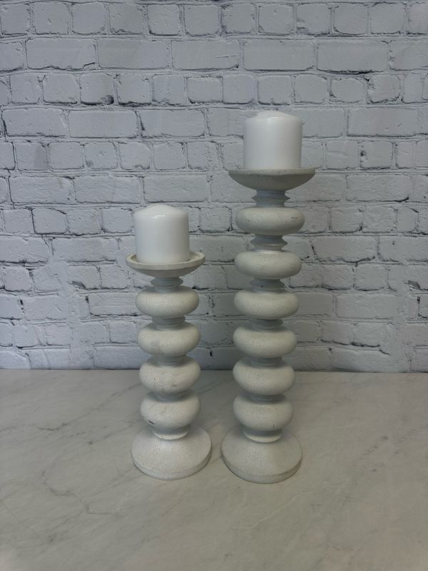 White Modern Candle Holder - Set Of 2