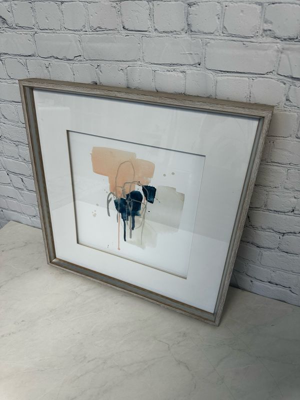 Peach/Beige/Blue Abstract Art