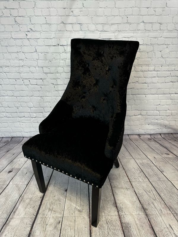 Single Black Nailhead Velvet w/ Back Ring Accent Chair